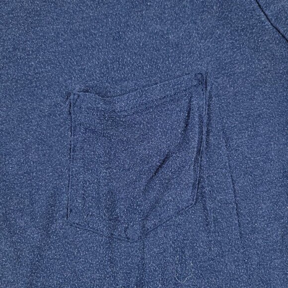 Prana Shirt Women Medium Blue Patch Logo Round Neck Long Sleeve Pocket Pullover - Picture 2 of 15